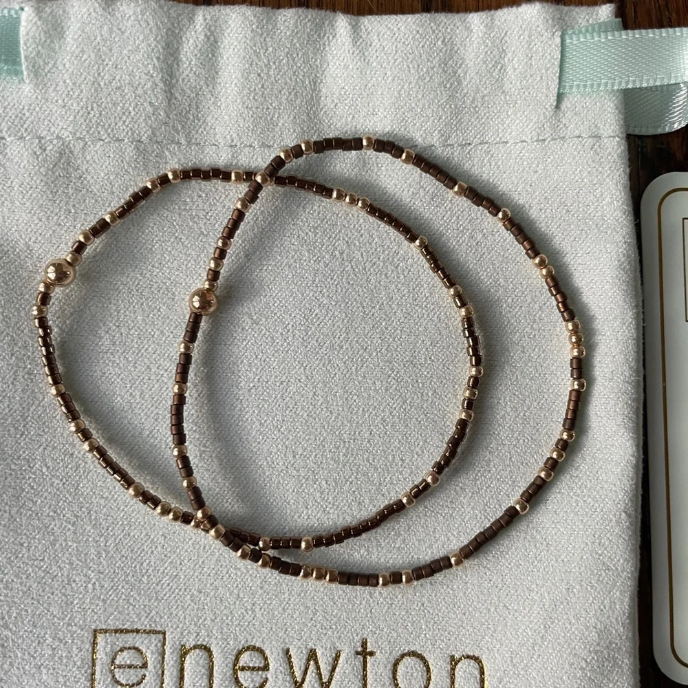 ENewton gently used gold & brown bracelets!  Worry free wear-swim, sweat in them - Picture 3 of 5